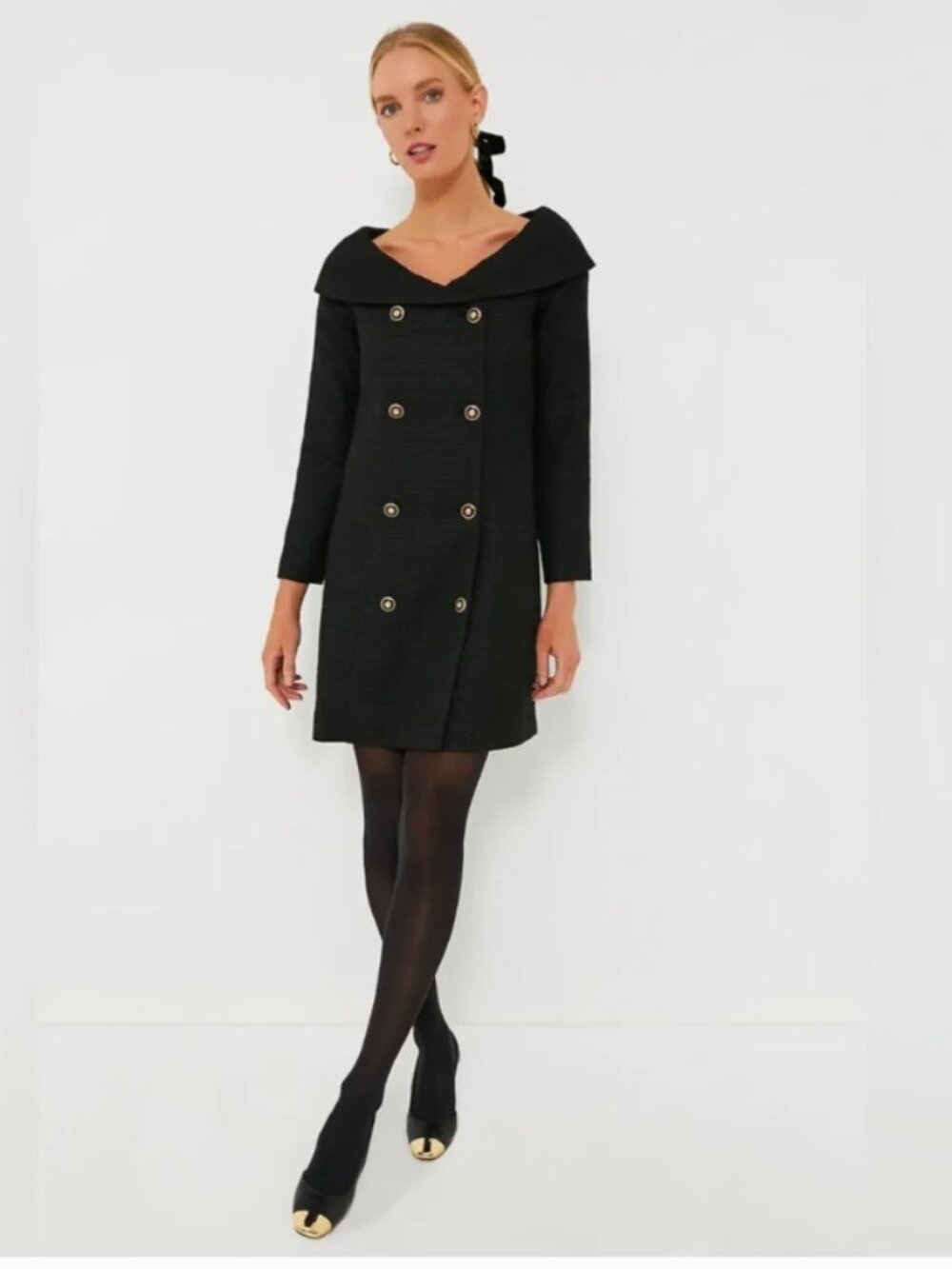 NWT Tuckernuck Black Tweed Blanche Dress Large